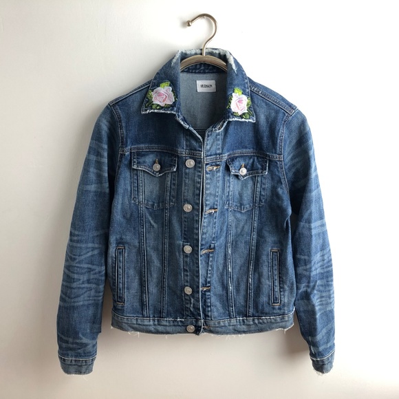 Hudson Jeans Jacket Embroidery Floral Roses Denim - Picture 2 of 8